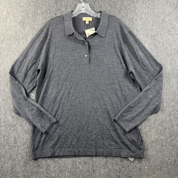 Burberry Uniform Sweater Polo Men's Extra Large Gray Charcoal